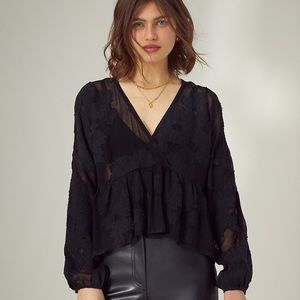 ARITZIA Wilfred Peplum Blouse- Black